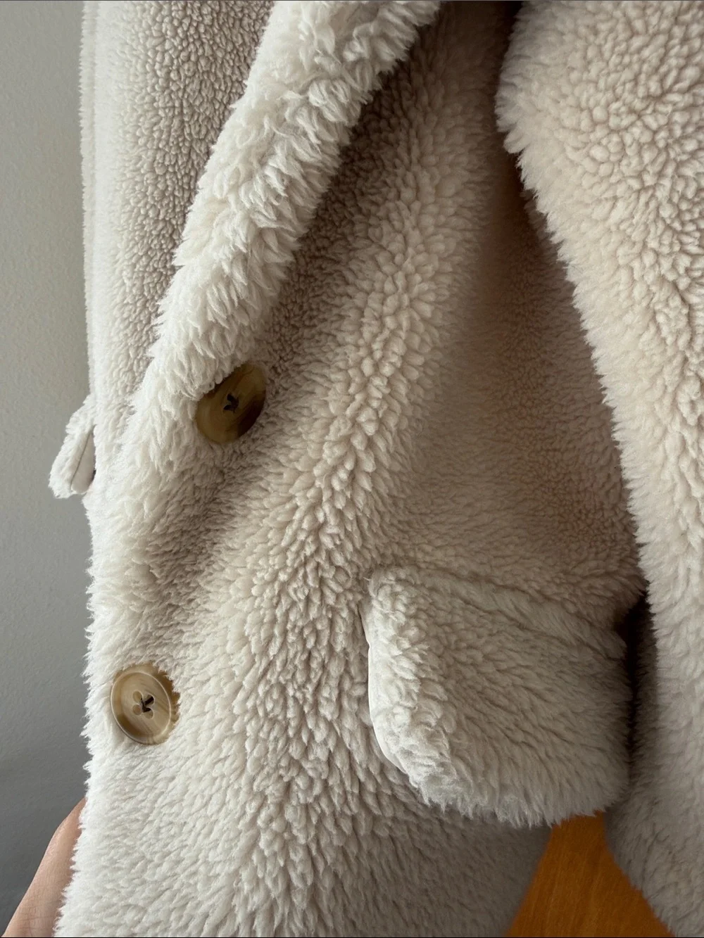 GAP Kids Girls Cream Teddy Coat with Button Front